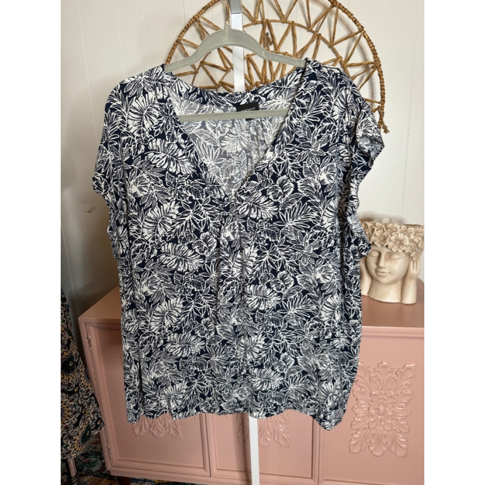 Women's Jones‎ & Co. Blouse 3X Blue White